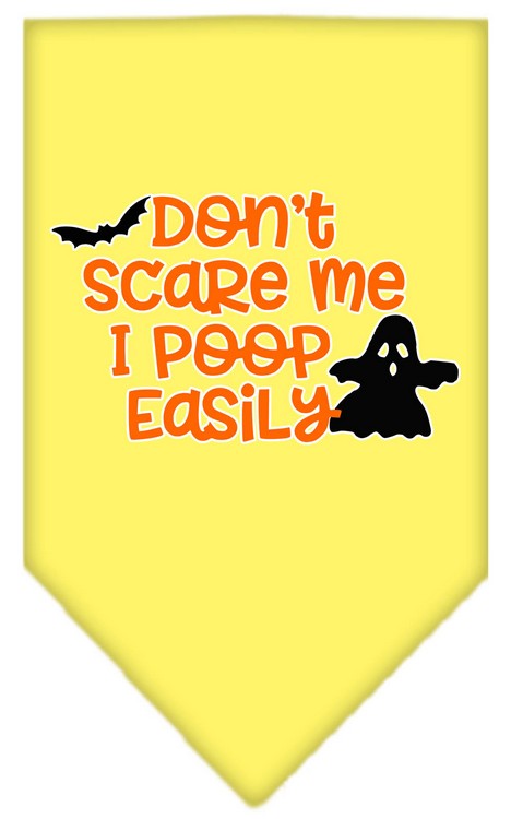 Don't Scare Me, Poops Easily Screen Print Bandana Yellow Large